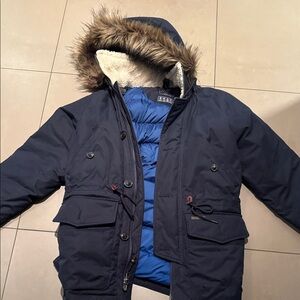 Abercrombie & Fitch Blue parka with  Fur Lining